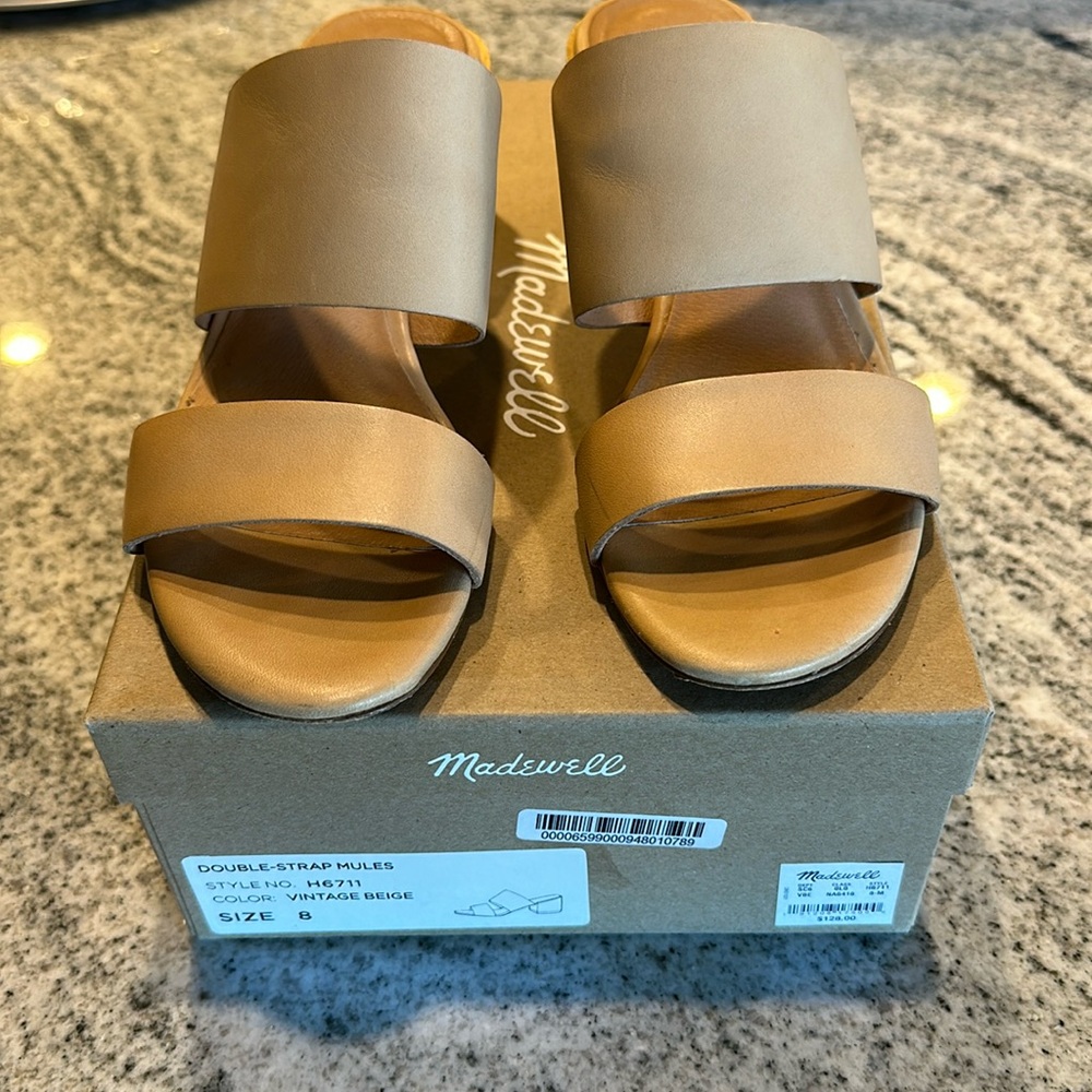 Madewell Double-Strap Mules in Beige